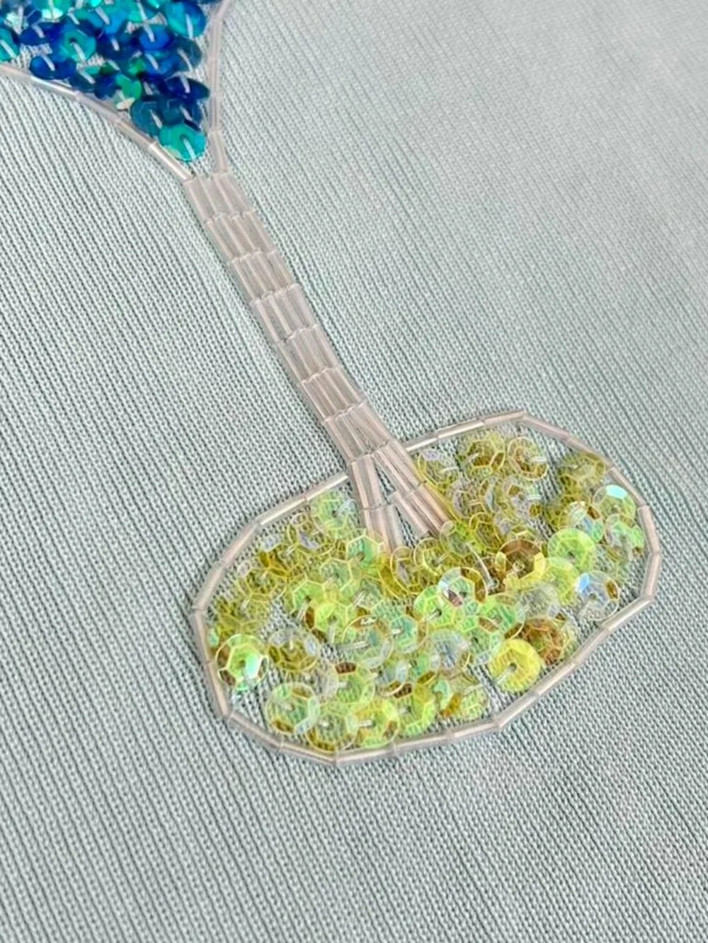 Vintage Y2K Beaded Martini Tank Top ⭐️ Baby Blue Cocktail Tropical Sequin Tank - Picture 3 of 6